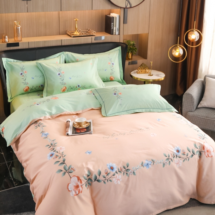 91家纺网 家纺一手货源 找家纺 雲归梦 2022新款全棉大版四件套 花卉花型 梦里花-玉