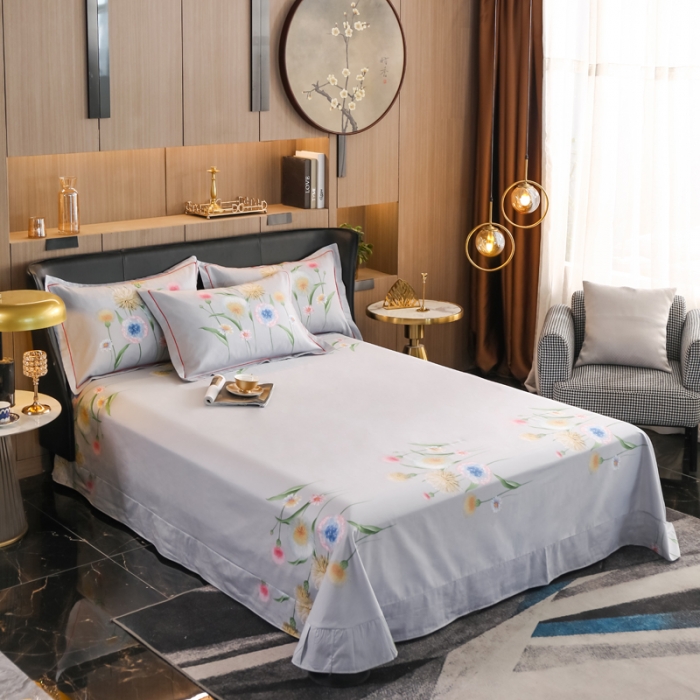 91家纺网 家纺一手货源 找家纺 雲归梦 2022新款全棉大版四件套 花卉花型 甜夏-黄