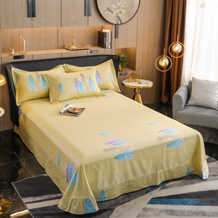 91家纺网 家纺一手货源 找家纺 雲归梦 2022新款全棉大版四件套 花卉花型 夏木之梦-蓝