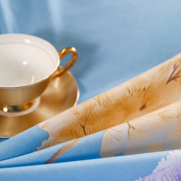 91家纺网 家纺一手货源 找家纺 雲归梦 2022新款全棉大版四件套 花卉花型 夏木之梦-蓝