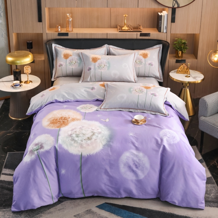 91家纺网 家纺一手货源 找家纺 雲归梦 2022新款全棉大版四件套 花卉花型 紫韵-紫
