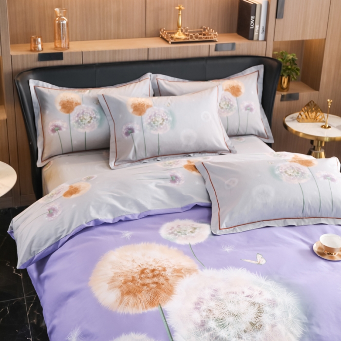 91家纺网 家纺一手货源 找家纺 雲归梦 2022新款全棉大版四件套 花卉花型 紫韵-紫