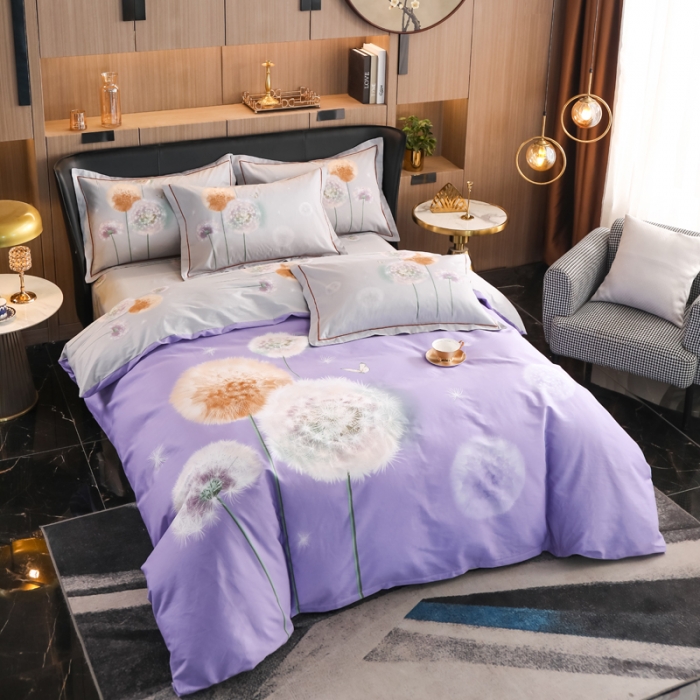 91家纺网 家纺一手货源 找家纺 雲归梦 2022新款全棉大版四件套 花卉花型 紫韵-紫