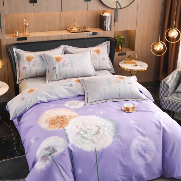 91家纺网 家纺一手货源 找家纺 雲归梦 2022新款全棉大版四件套 花卉花型 紫韵-紫