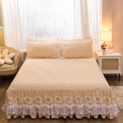 91家纺网 家纺一手货源 找家纺 （总）瑞宝 2025新款磨毛夹棉花边单床裙