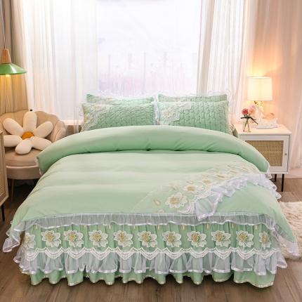 91家纺网 家纺一手货源 找家纺 （总）瑞宝 2025新款磨毛夹棉床裙款花边四件套