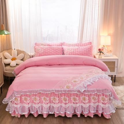 91家纺网 家纺一手货源 找家纺 （总）瑞宝 2025新款磨毛夹棉床裙款花边四件套