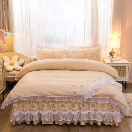 91家纺网 家纺一手货源 找家纺 （总）瑞宝 2025新款磨毛夹棉床裙款花边四件套