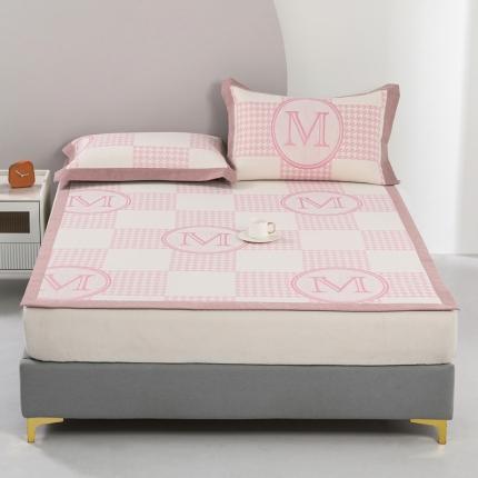 馨蕊 2022新款高端可水洗抗菌冰感席四件套 M千鸟格-粉
