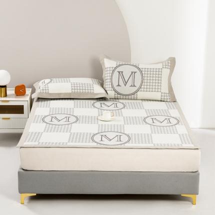 馨蕊 2022新款高端可水洗抗菌冰感席四件套 M千鸟格-咖