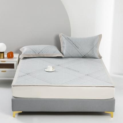 馨蕊 2022新款高端可水洗抗菌冰感席四件套 英伦时光-灰