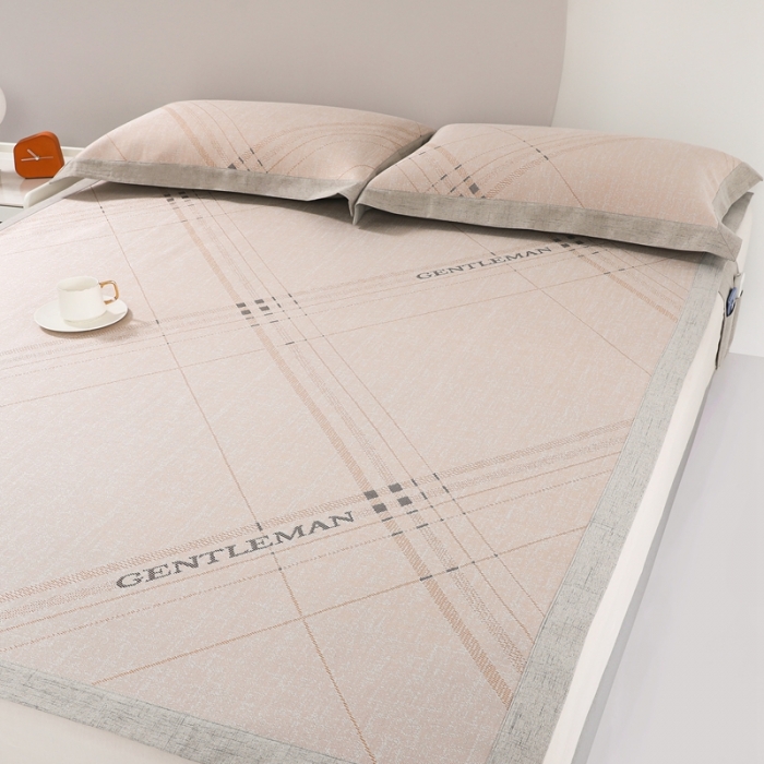 91家纺网 家纺一手货源 找家纺 馨蕊 2022新款高端可水洗抗菌冰感席四件套 英伦时光-咖