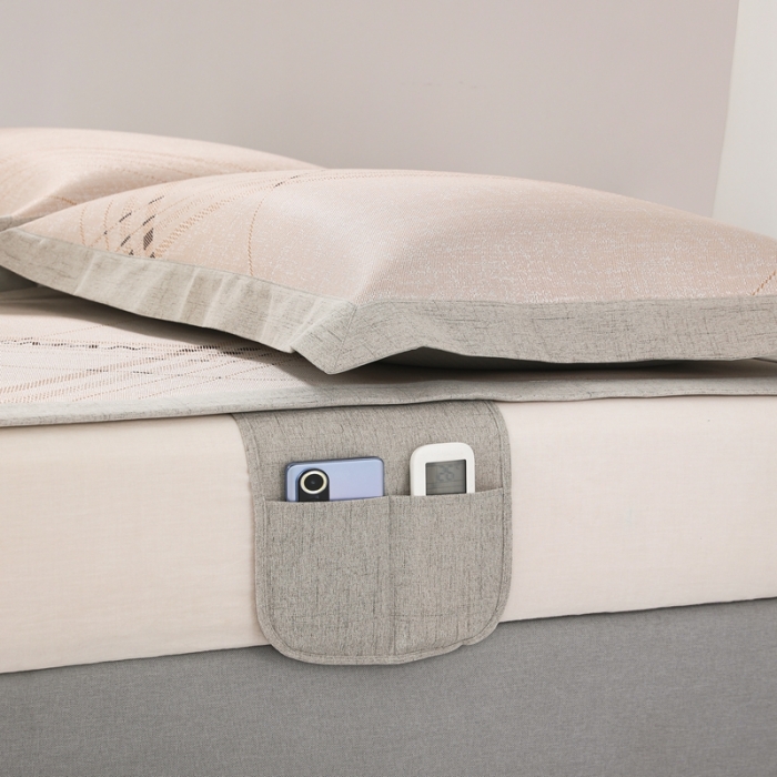 91家纺网 家纺一手货源 找家纺 馨蕊 2022新款高端可水洗抗菌冰感席四件套 英伦时光-咖