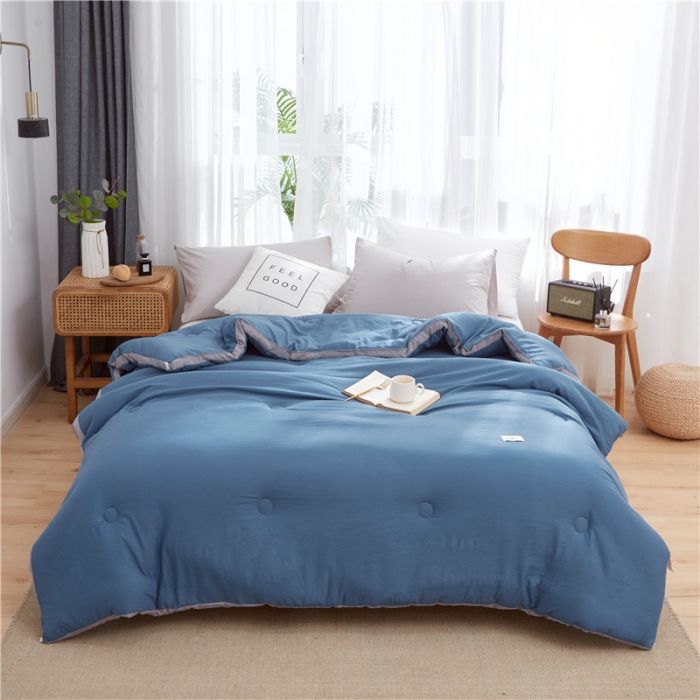 91家纺网 家纺一手货源 找家纺 森林人 2022新款无印水洗棉立体冬被 立体-宾利蓝