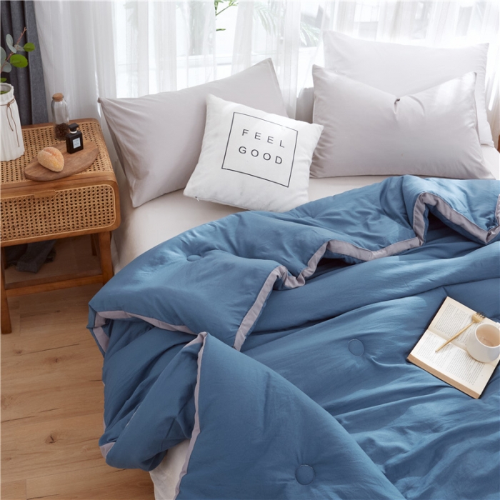 91家纺网 家纺一手货源 找家纺 森林人 2022新款无印水洗棉立体冬被 立体-宾利蓝