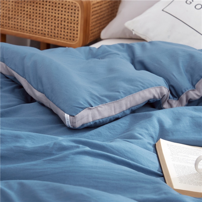 91家纺网 家纺一手货源 找家纺 森林人 2022新款无印水洗棉立体冬被 立体-宾利蓝