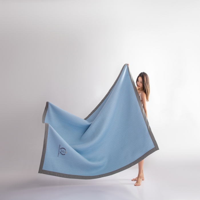 91家纺网 家纺一手货源 找家纺 佳居缘 2022新款冰豆豆冷感凉席三件套 蓝