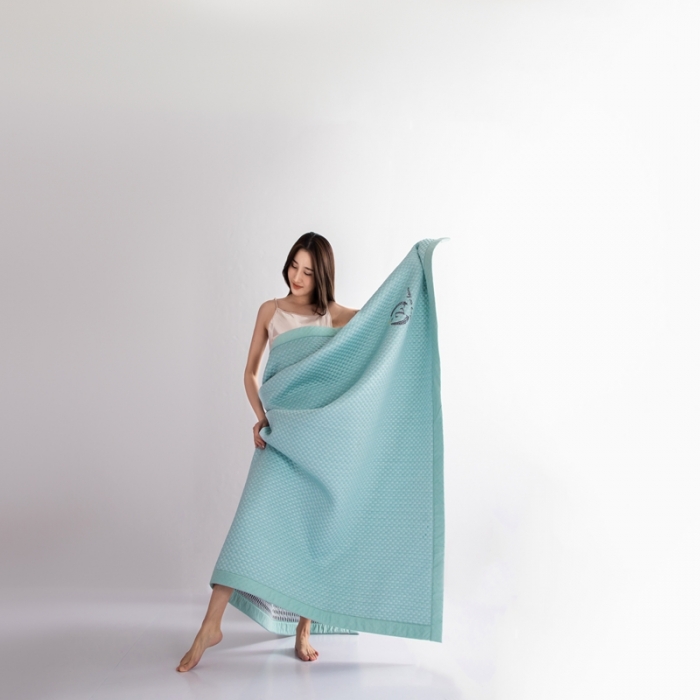 91家纺网 家纺一手货源 找家纺 佳居缘 2022新款冰豆豆冷感凉席三件套 绿