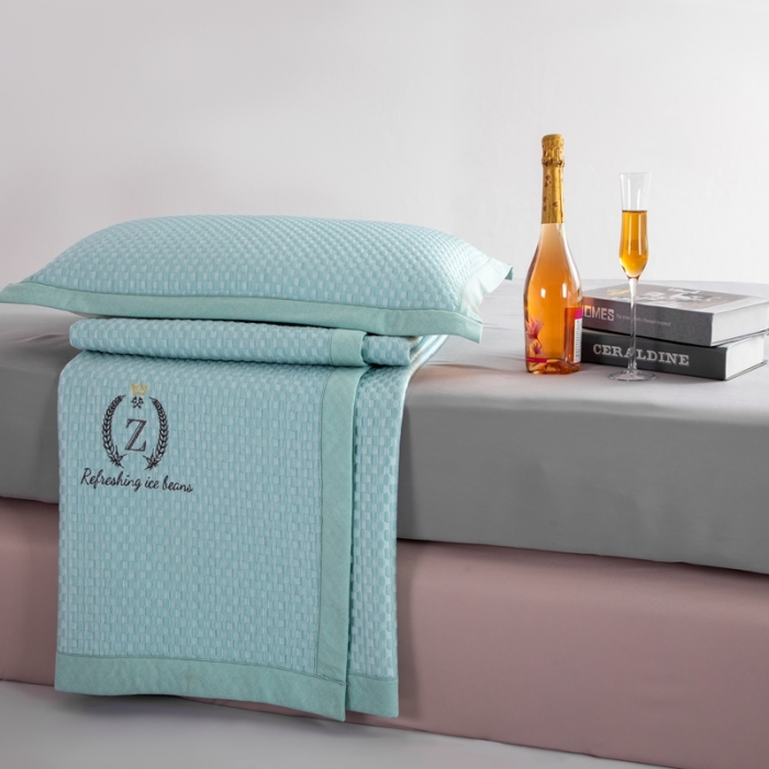 91家纺网 家纺一手货源 找家纺 佳居缘 2022新款冰豆豆冷感凉席三件套 绿