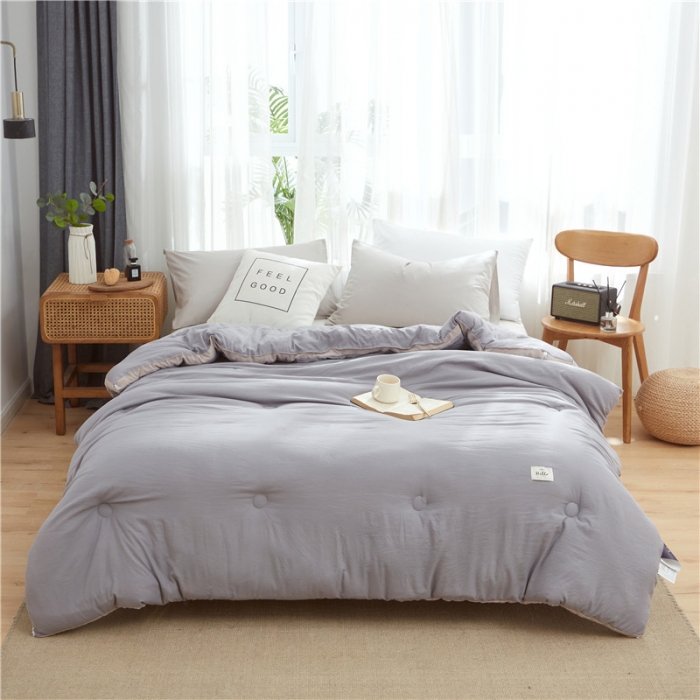 91家纺网 家纺一手货源 找家纺 森林人 2022新款无印水洗棉立体冬被 立体-深灰
