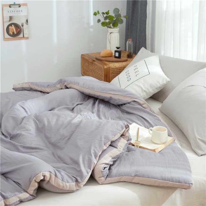 91家纺网 家纺一手货源 找家纺 森林人 2022新款无印水洗棉立体冬被 立体-深灰