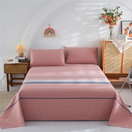 91家纺网 家纺一手货源 找家纺 首爱家纺 2025新款直播款无印风老粗布床单 彩色条纹