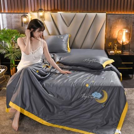 91家纺网 家纺一手货源 找家纺 （总）印季 2023新款水洗真丝夏被四件套（满版绣星月夜）