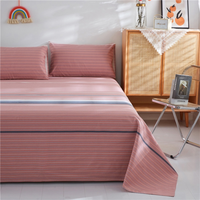 91家纺网 家纺一手货源 找家纺 首爱家纺 2025新款直播款无印风老粗布床单 彩色条纹