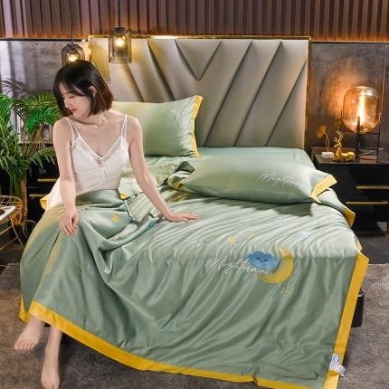 91家纺网 家纺一手货源 找家纺 （总）印季 2023新款水洗真丝夏被四件套（满版绣星月夜）