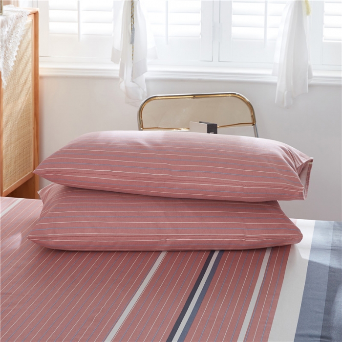 91家纺网 家纺一手货源 找家纺 首爱家纺 2025新款直播款无印风老粗布床单 彩色条纹