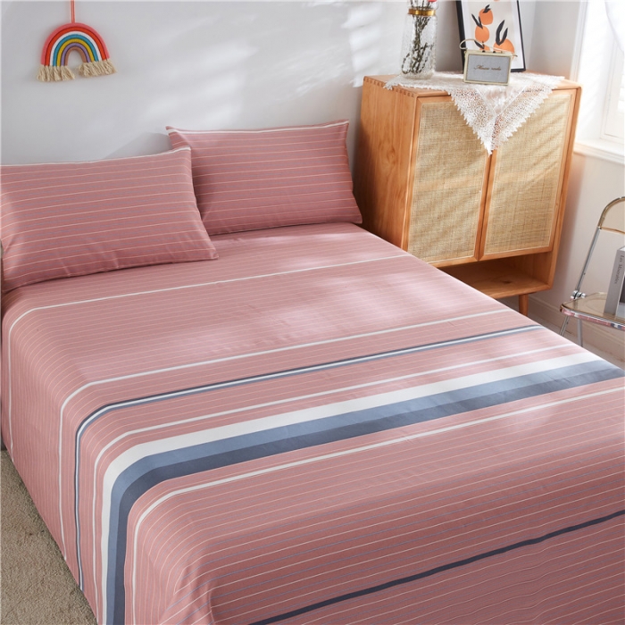 91家纺网 家纺一手货源 找家纺 首爱家纺 2025新款直播款无印风老粗布床单 彩色条纹