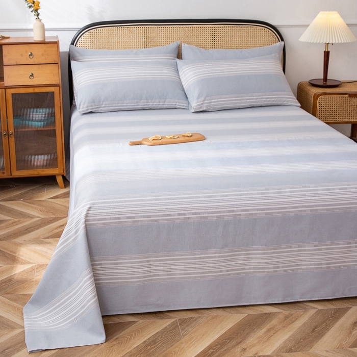 91家纺网 家纺一手货源 找家纺 首爱家纺 2025新款直播款无印风老粗布床单 淡雅