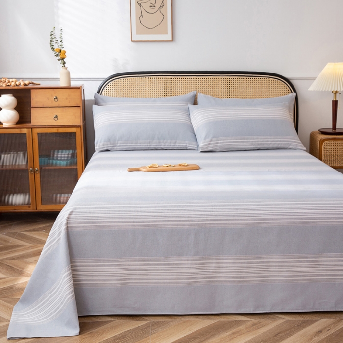 91家纺网 家纺一手货源 找家纺 首爱家纺 2025新款直播款无印风老粗布床单 淡雅