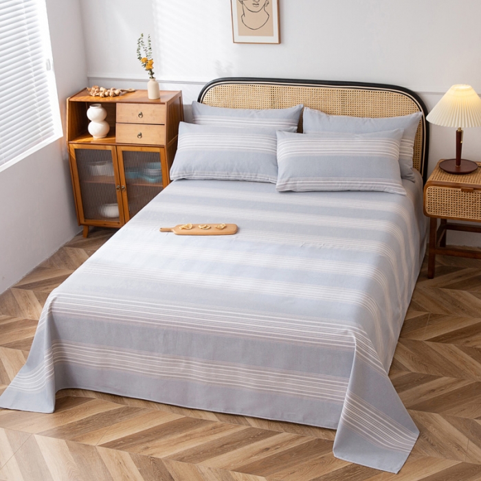 91家纺网 家纺一手货源 找家纺 首爱家纺 2025新款直播款无印风老粗布床单 淡雅