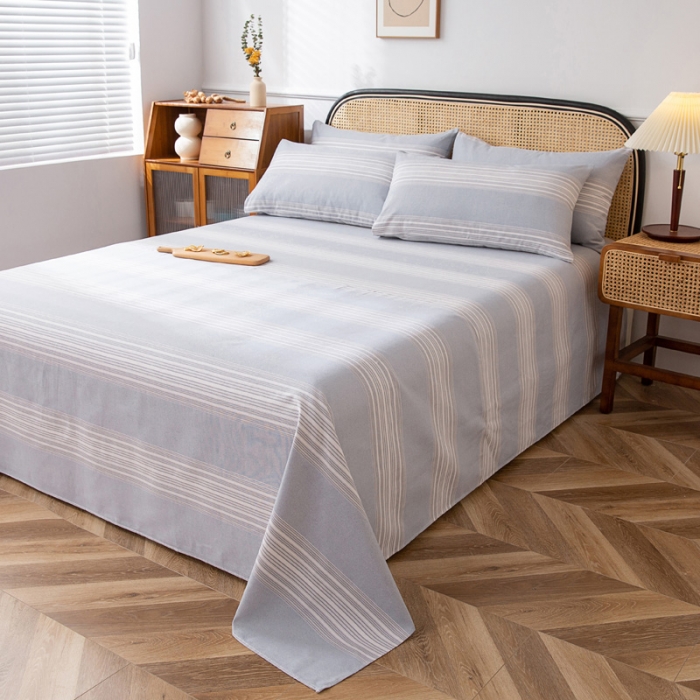 91家纺网 家纺一手货源 找家纺 首爱家纺 2025新款直播款无印风老粗布床单 淡雅