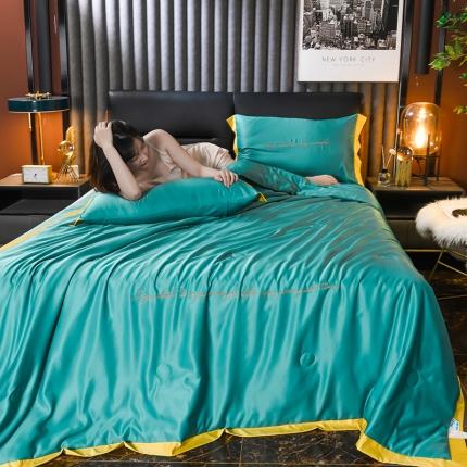 91家纺网 家纺一手货源 找家纺 （总）印季 2023新款水洗真丝夏被四件套（字母绣梦想家居）