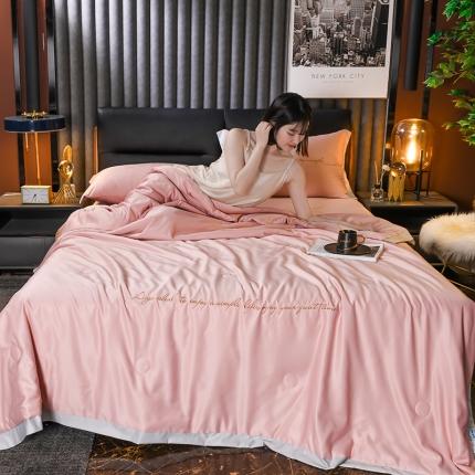 91家纺网 家纺一手货源 找家纺 （总）印季 2023新款水洗真丝夏被四件套（字母绣梦想家居）