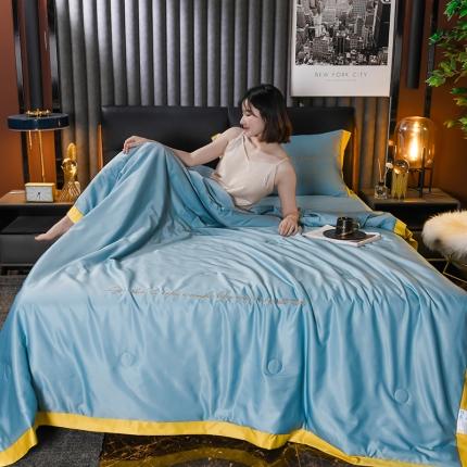 91家纺网 家纺一手货源 找家纺 （总）印季 2023新款水洗真丝夏被四件套（字母绣梦想家居）