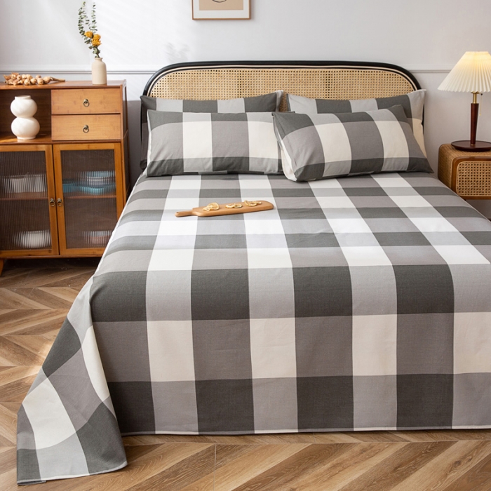 91家纺网 家纺一手货源 找家纺 首爱家纺 2025新款直播款无印风老粗布床单 灰格