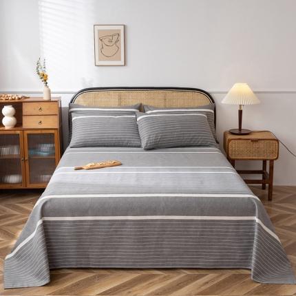 91家纺网 家纺一手货源 找家纺 首爱家纺 2025新款直播款无印风老粗布床单 冷灰