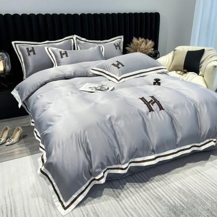 91家纺网 家纺一手货源 找家纺 （总）红嘴企鹅 2025新款水洗真丝天丝四件套H款提供买家秀