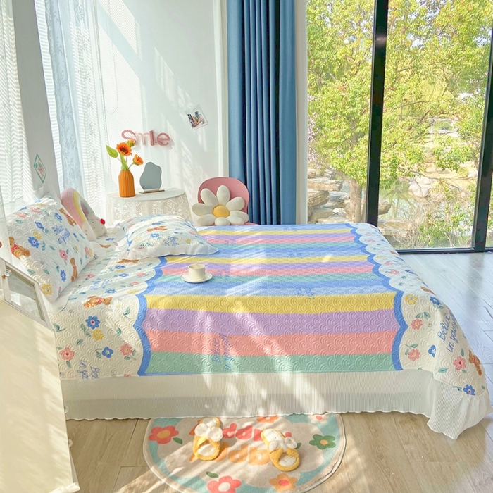 91家纺网 家纺一手货源 找家纺 鑫钰 2023全棉印花床盖三件套 花布熊