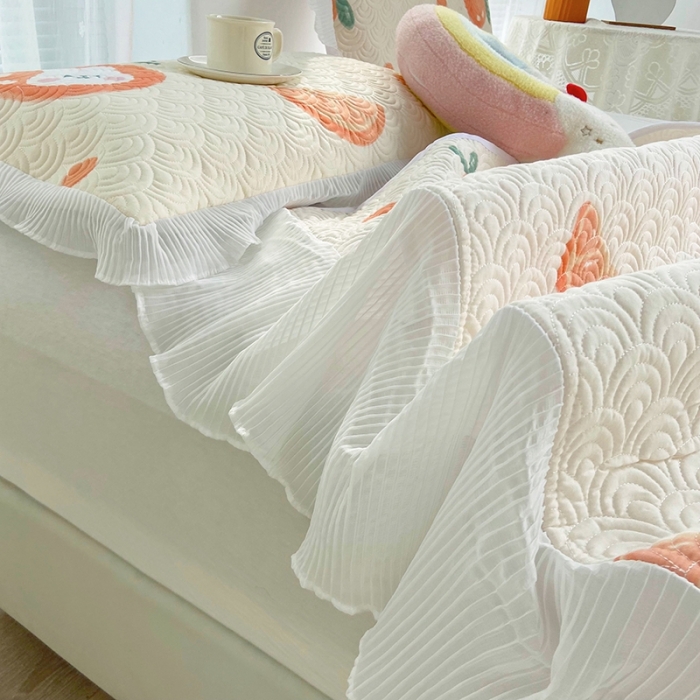 91家纺网 家纺一手货源 找家纺 鑫钰 2023全棉印花床盖三件套 桔子兔