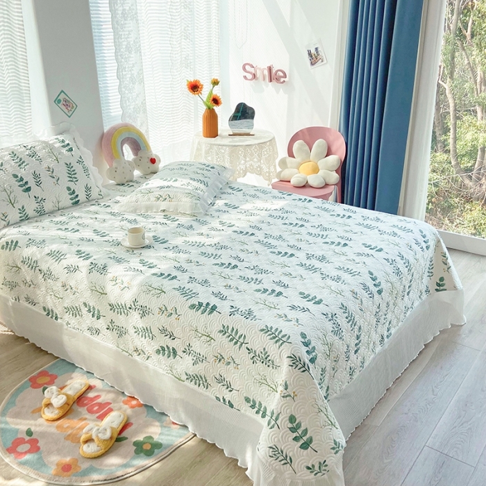 91家纺网 家纺一手货源 找家纺 鑫钰 2023全棉印花床盖三件套 琉璃