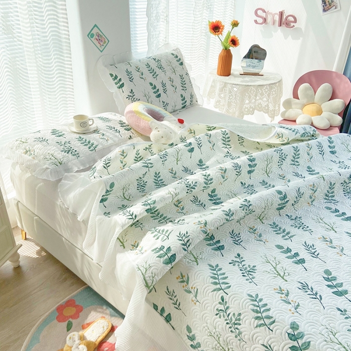 91家纺网 家纺一手货源 找家纺 鑫钰 2023全棉印花床盖三件套 琉璃