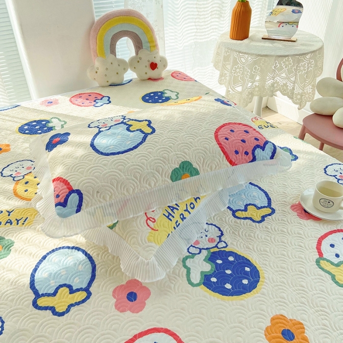 91家纺网 家纺一手货源 找家纺 鑫钰 2023全棉印花床盖三件套 奶油草莓-米