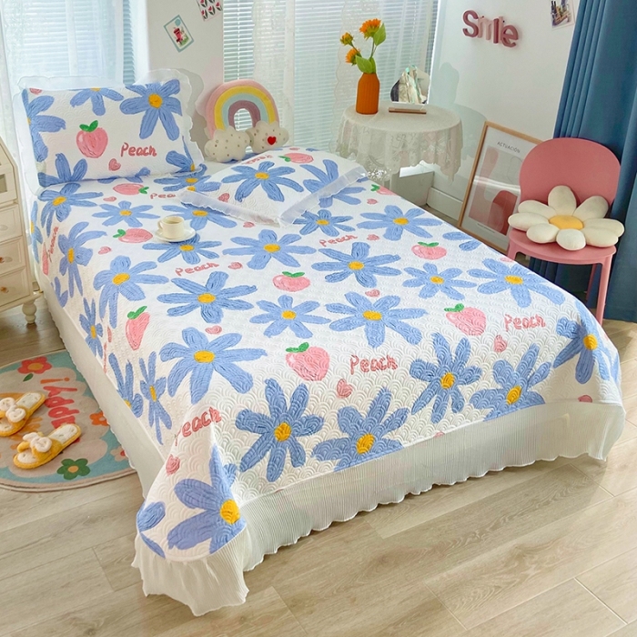 91家纺网 家纺一手货源 找家纺 鑫钰 2023全棉印花床盖三件套 陌颜兰