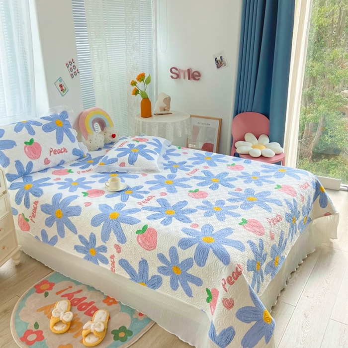 91家纺网 家纺一手货源 找家纺 鑫钰 2023全棉印花床盖三件套 陌颜兰