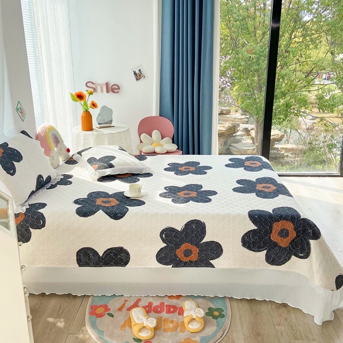 91家纺网 家纺一手货源 找家纺 鑫钰 2023全棉印花床盖三件套 奈思-黑