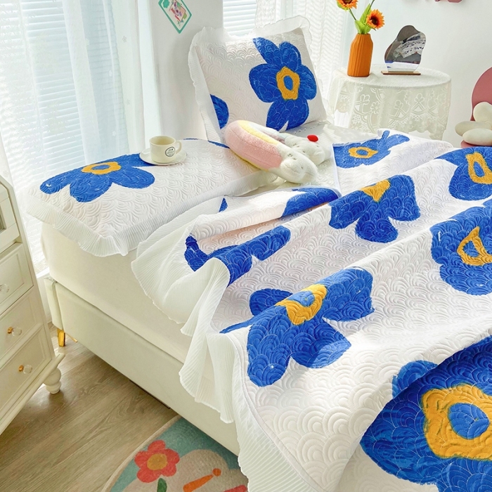 91家纺网 家纺一手货源 找家纺 鑫钰 2023全棉印花床盖三件套 奈思-兰